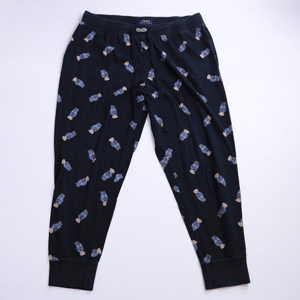Polo Ralph Lauren Pajama Pants Mens XL Black Bear Cotton Joggers